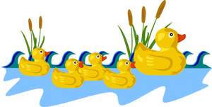 Rubber duck family vector drawing