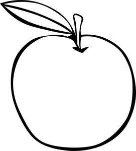 Apple vector image with a leaf
