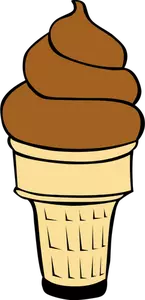 Chocolate ice cream in cone vector image