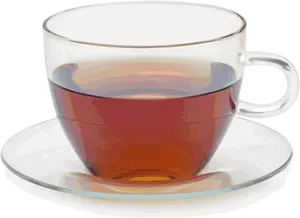 Glass teacup with saucer vector clip art