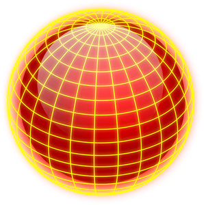 Vecteur, dessin du globe câblé orange et jaune