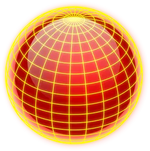 Vector drawing of orange and yellow wired globe
