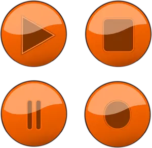 Orange player buttons vector graphics