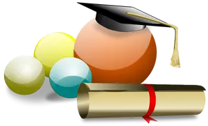 Graduate student hat and degree vector illustration