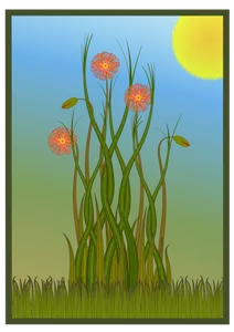 Rumput, bunga dan matahari
