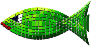 Vector illustraties van betegelde groene vis