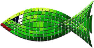 Vector clip art of tiled green fish