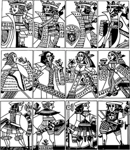 Královny a Králové hracích karet vektorové ilustrace