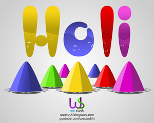 3D Holi gekleurde tekst met bubbels vector tekening