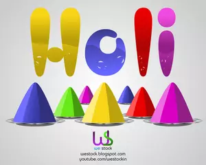 3D Holi färgad text med bubblor vektorritning
