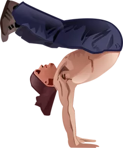 Imagem vetorial de cara fazendo uma pose de cabeça pra baixo