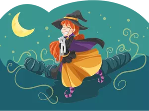 Cartoon szczęśliwy czarownica