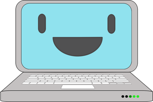 Icona del computer portatile con un sorriso di vettore