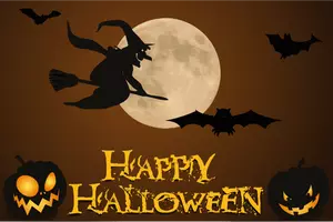 Happy Halloween tapeta z czarownica ilustracja