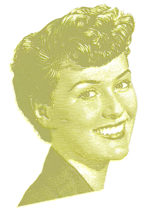 Donna felice in ritratto giallo