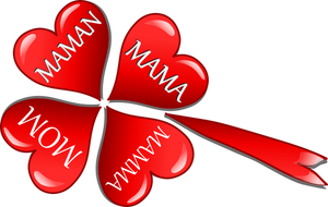 Mamele zi inimile într-o imagine de vector de trifoi cu patru frunze