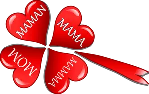 Mamele zi inimile într-o imagine de vector de trifoi cu patru frunze