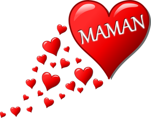 Hearts for Mom in French vector illustration