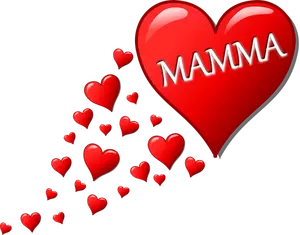 Hjerter for mor i italiensk vector illustrasjon