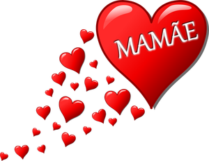 Hearts for Mom in Portuguese language vector