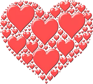 Vektor illustration av rött hjärta gjord av många små hjärtan