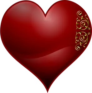 Vektor seni klip jantung simbol kartu bermain dengan pola bergelombang spiral