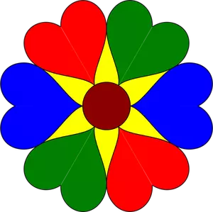 Sex hjärtat färgstarka blomma vektor illustration