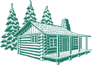 Imagem vetorial de casa cabana de madeira nas montanhas