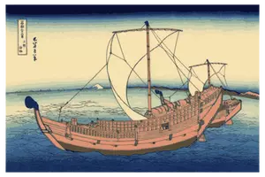 Vector afbeelding van kleur schilderij van de zeeroute Kazusa