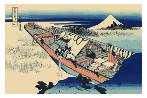 Ushibori di Provinsi Hitachi pemandangan lukisan gambar vektor