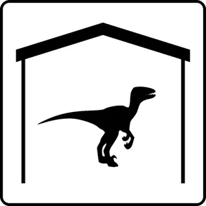 Vector clip art of dinosaur in hotel room pictogram