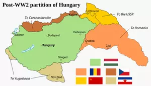 Peta kota kerajaan Hongaria setelah perang dunia 2 vektor ilustrasi