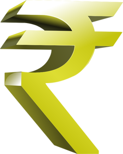 Indische Währungssymbol in goldener Farbe Vektor-ClipArt