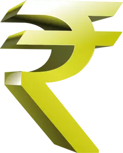 Symbole de la monnaie indienne en image clipart vectoriel couleur dorée