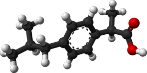 Imagen 3d de la molécula de ibuprofeno