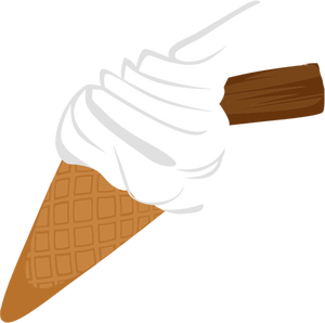 Cono di gelato con biscotto al cioccolato grafica vettoriale