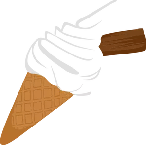 Ice cream cone with chocolate biscuit vector graphics