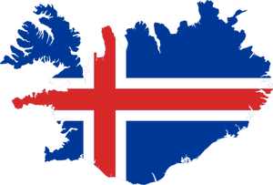 Peta Islandia dengan bendera atasnya vektor gambar
