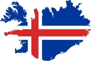 Islannin kartta, jonka yli on lippu vektorikuva