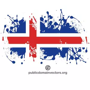 Bandeira da Islândia em respingos de tinta