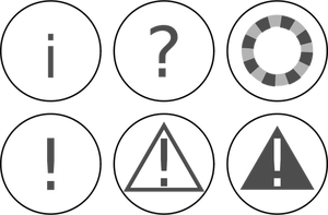 Vector graphics of set of warning notification icons
