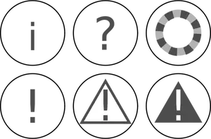 Gráficos vetoriais de conjunto de ícones de notificação de aviso