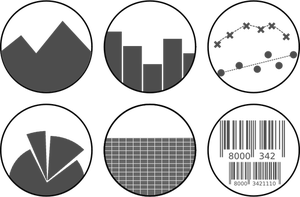 Ensemble Vector images d'icônes de feuille de calcul en niveaux de gris
