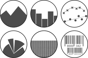 Vector de la imagen de conjunto de iconos en escala de grises de hoja de cálculo
