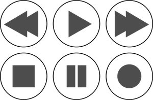 Dibujo de botones de reproductor multimedia monocromo vectorial