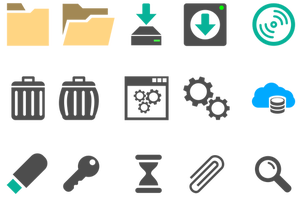 Vector de la imagen de conjunto de iconos coloridos móvil