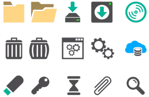 Vector image of set of colorful cellphone icons