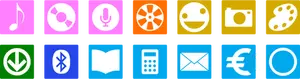 Vector drawing of selection of color smartphone icons