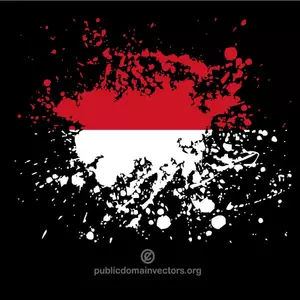 Bandera de Indonesia en salpicaduras de tinta
