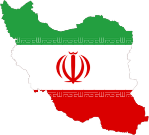 Írán vlajka a mapa